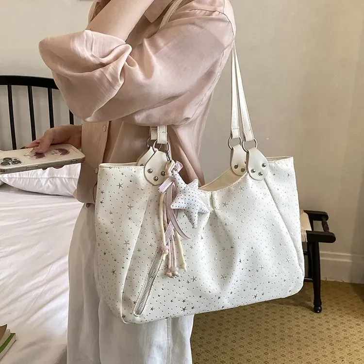 Tas Selempang Wanita Bahan PU Sintetis Motif Bintang Warna Hitam Bentuk Kotak Grosir Import