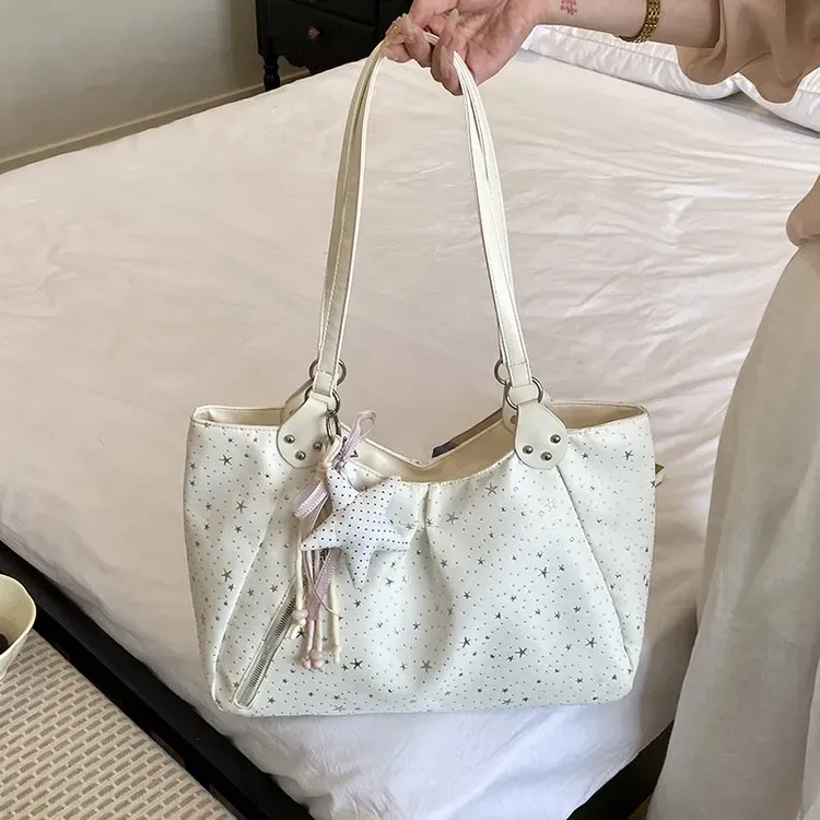 Tas Selempang Wanita Bahan PU Sintetis Motif Bintang Warna Hitam Bentuk Kotak Grosir Import