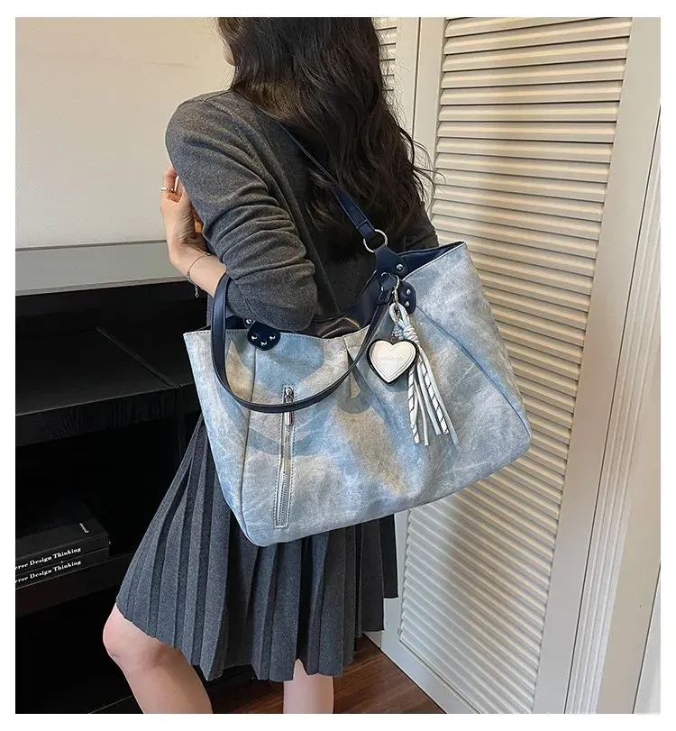 Tas Selempang Wanita Bahan PU Sintetis Polos Warna Biru Bentuk Kotak Tali Resleting Grosir