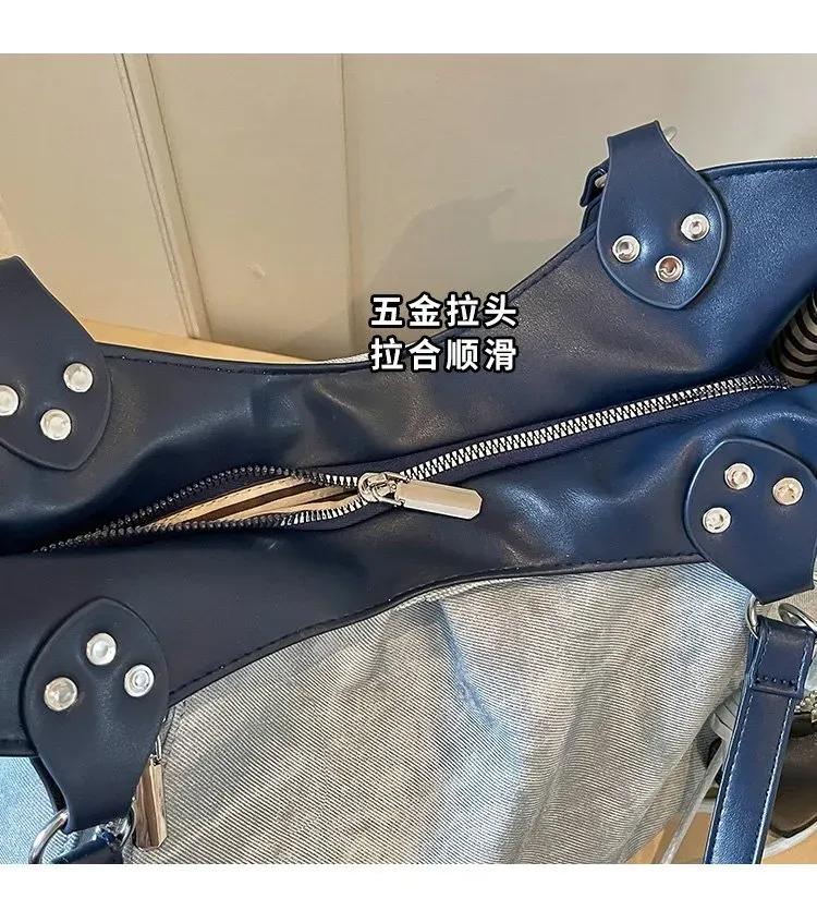Tas Selempang Wanita Bahan PU Sintetis Polos Warna Biru Bentuk Kotak Tali Resleting Grosir