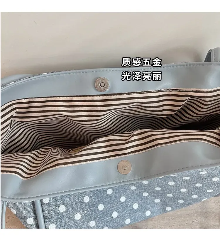 Tas Selempang Wanita Bahan PU Sintetis Motif Polkadot Warna Putih Bentuk Kotak Koleksi Reseller