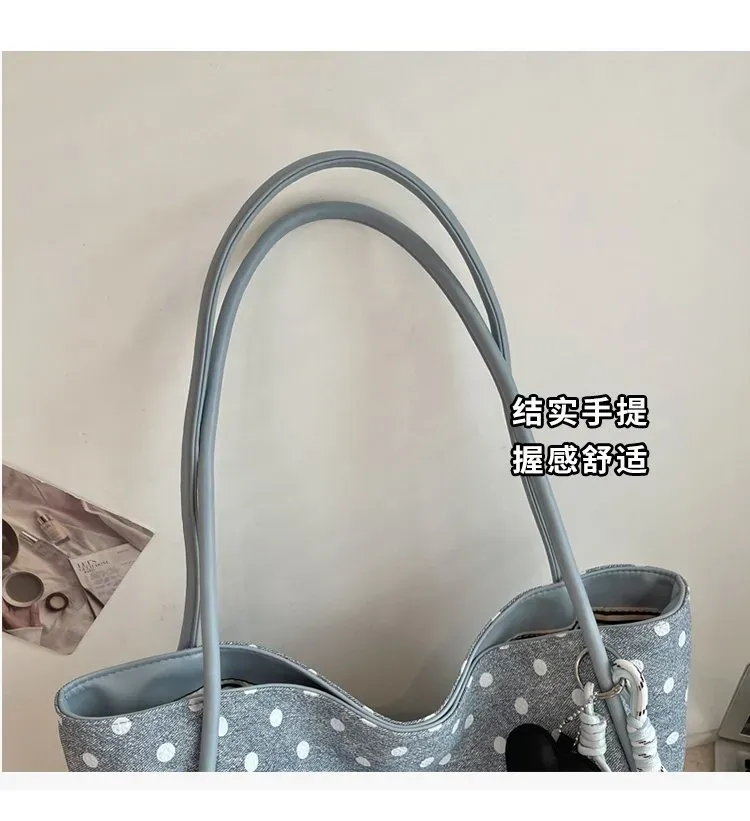 Tas Selempang Wanita Bahan PU Sintetis Motif Polkadot Warna Putih Bentuk Kotak Koleksi Reseller