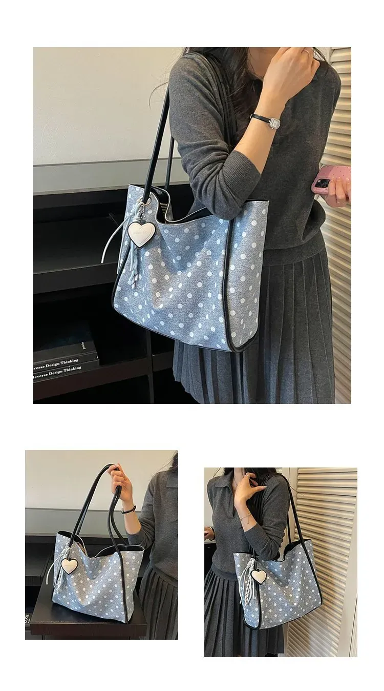 Tas Selempang Wanita Bahan PU Sintetis Motif Polkadot Warna Putih Bentuk Kotak Koleksi Reseller