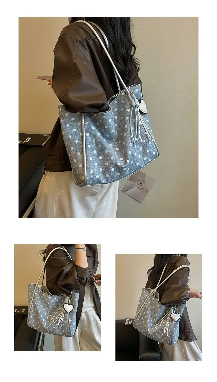 Tas Selempang Wanita Bahan PU Sintetis Motif Polkadot Warna Putih Bentuk Kotak Koleksi Reseller