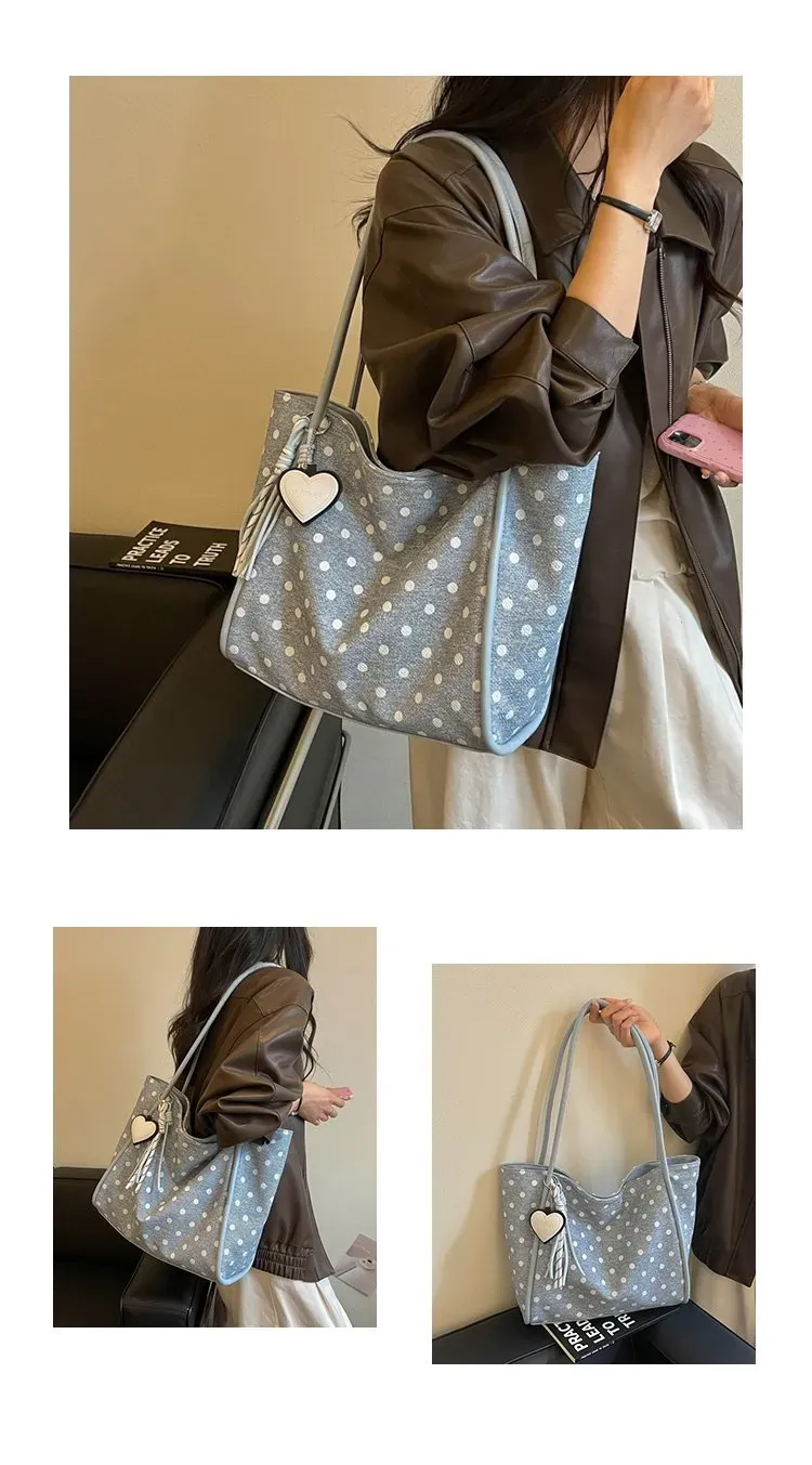 Tas Selempang Wanita Bahan PU Sintetis Motif Polkadot Warna Putih Bentuk Kotak Koleksi Reseller