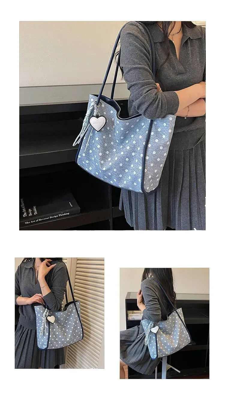 Tas Selempang Wanita Bahan PU Sintetis Motif Polkadot Warna Putih Bentuk Kotak Koleksi Reseller