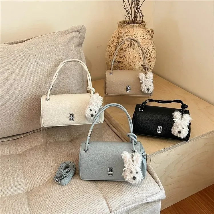 Tas Selempang Wanita Bahan PU Sintetis Polos Warna Hitam Bentuk Kotak Tali Stok China