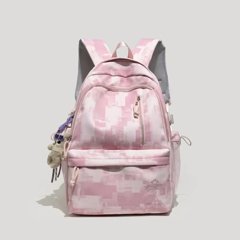Tas Selempang Wanita Bahan Nylon Motif Print Warna Biru Bentuk Kotak Tali Grosir Import