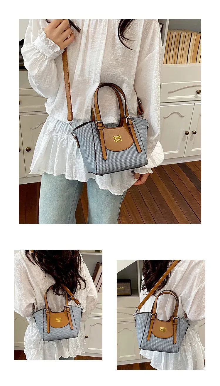Tas Selempang Wanita Bahan PU Sintetis Motif Print Warna Abu-Abu Bentuk Kotak Grosir Import