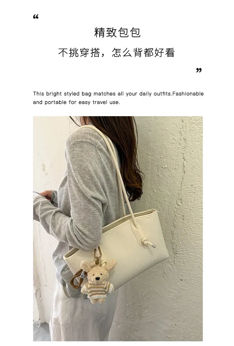 Tas Selempang Wanita Bahan PU Sintetis Polos Warna Putih Bentuk Kotak Tali Stok Grosir