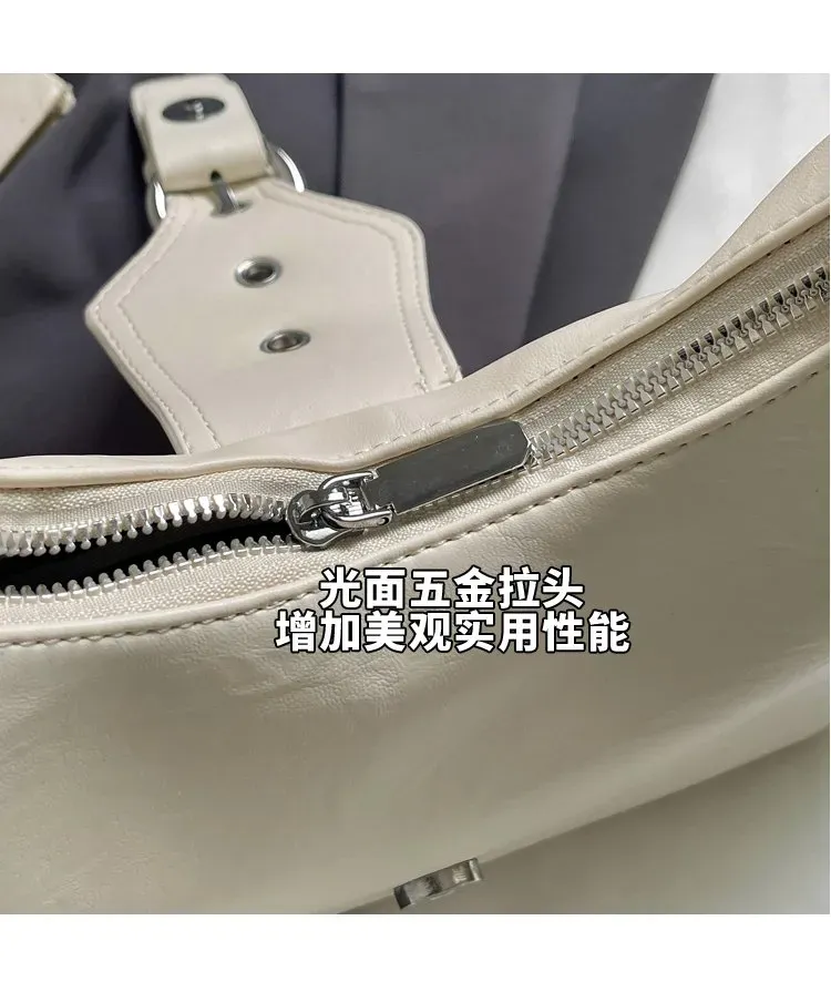 Tas Selempang Wanita Bahan PU Sintetis Polos Model Hobo Tali Panjang Resleting Koleksi Reseller