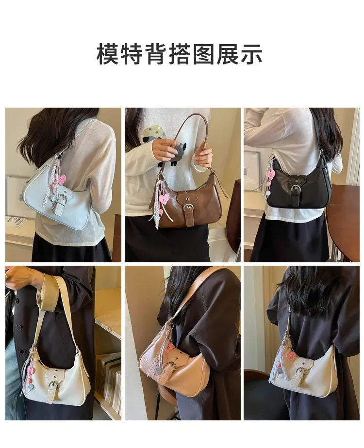 Tas Selempang Wanita Bahan PU Sintetis Polos Model Hobo Tali Panjang Resleting Koleksi Reseller