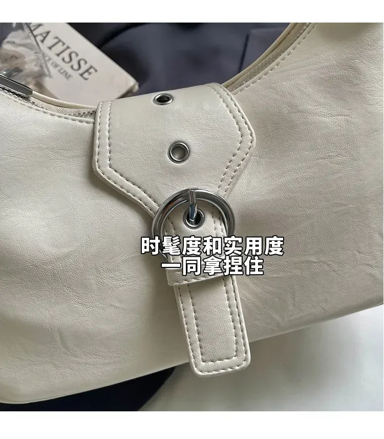 Tas Selempang Wanita Bahan PU Sintetis Polos Model Hobo Tali Panjang Resleting Koleksi Reseller