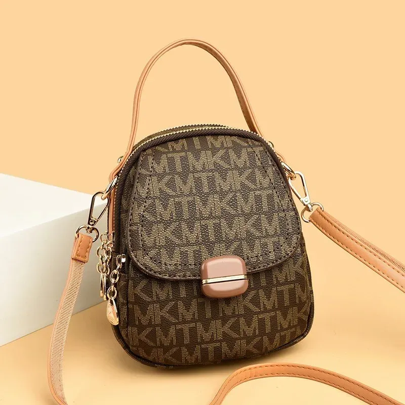 Tas Selempang Wanita Bahan PU Sintetis Motif Print Bentuk Kotak Tali Panjang Pilihan Reseller