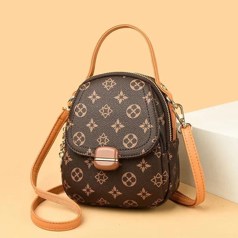 Tas Selempang Wanita Bahan PU Sintetis Motif Print Bentuk Kotak Tali Panjang Pilihan Reseller