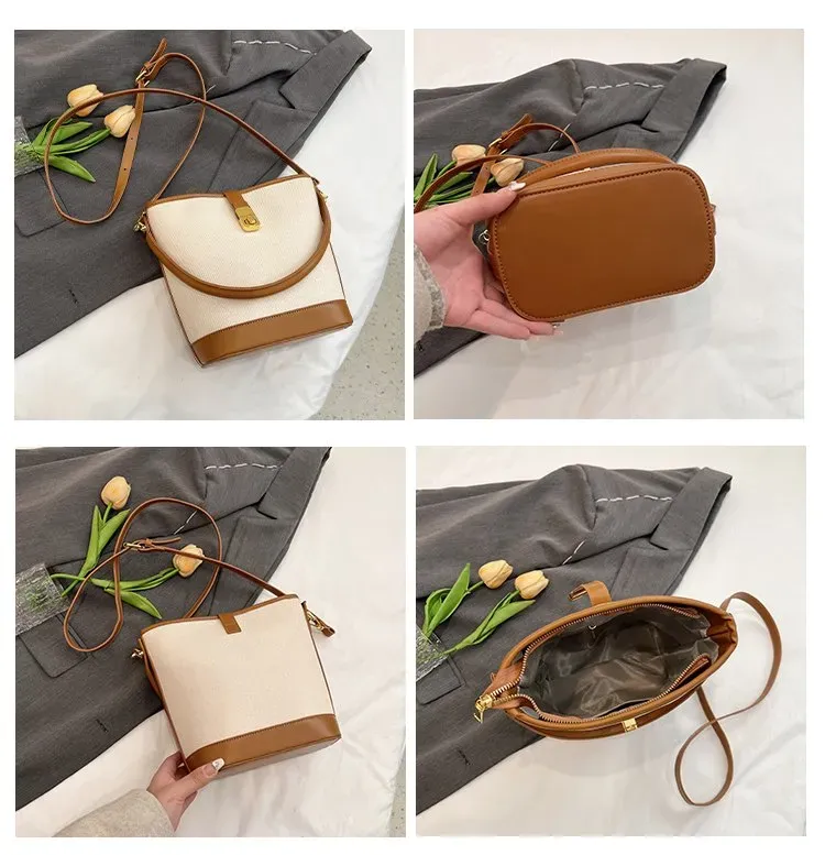 Tas Selempang Wanita Bahan Kanvas Polos Bentuk Kotak Tali Panjang Resleting Grosir Import
