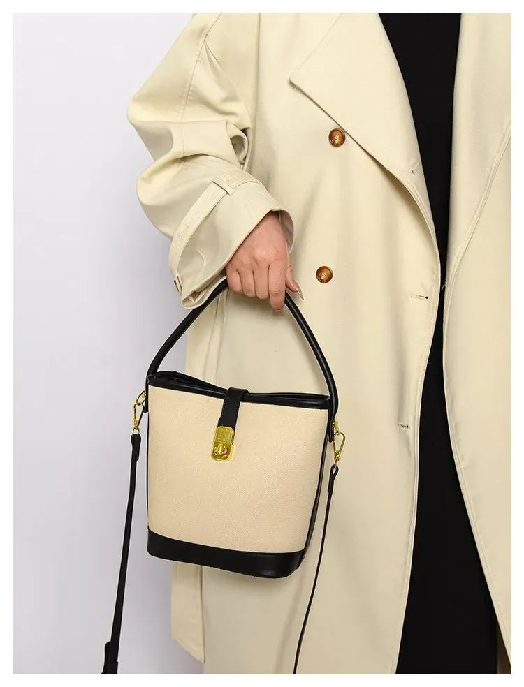 Tas Selempang Wanita Bahan Kanvas Polos Bentuk Kotak Tali Panjang Resleting Grosir Import