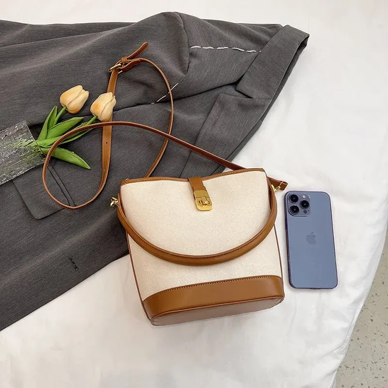 Tas Selempang Wanita Bahan Kanvas Polos Bentuk Kotak Tali Panjang Resleting Grosir Import