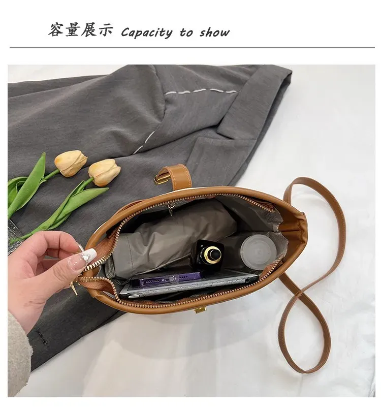 Tas Selempang Wanita Bahan Kanvas Polos Bentuk Kotak Tali Panjang Resleting Grosir Import