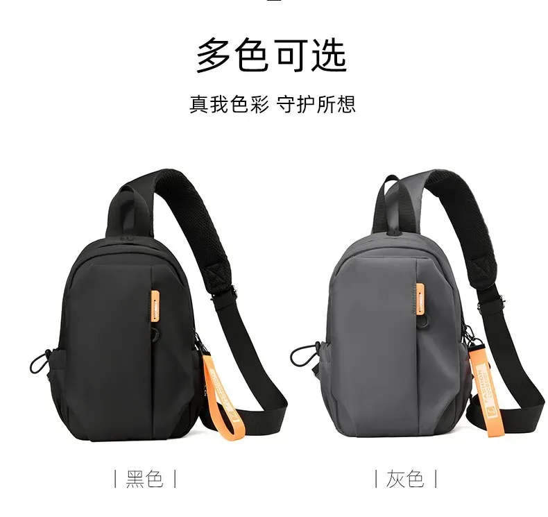 Tas Selempang Pria Bahan Nylon Polos Warna Hitam Bentuk Kotak Tali Lebar Dengan Gantungan