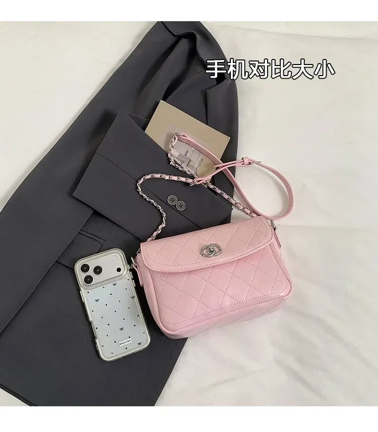 Tas Selempang Wanita Bahan PU Sintetis Model Quilted Warna Putih Bentuk Kotak Stok China