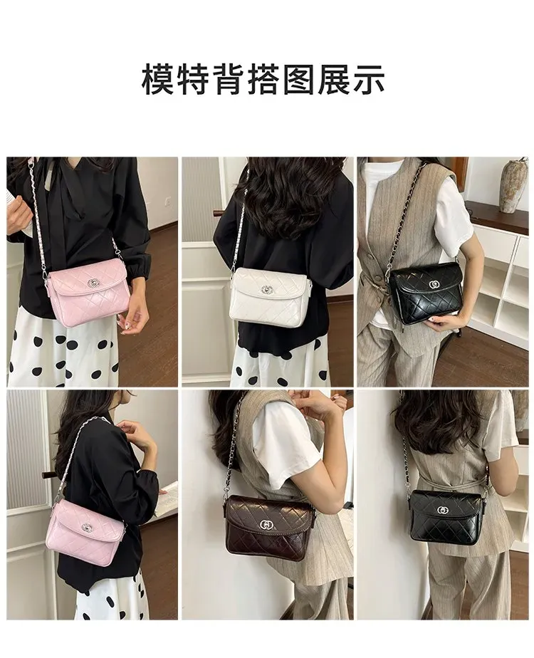Tas Selempang Wanita Bahan PU Sintetis Model Quilted Warna Putih Bentuk Kotak Stok China