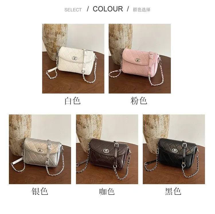 Tas Selempang Wanita Bahan PU Sintetis Model Quilted Warna Putih Bentuk Kotak Stok China