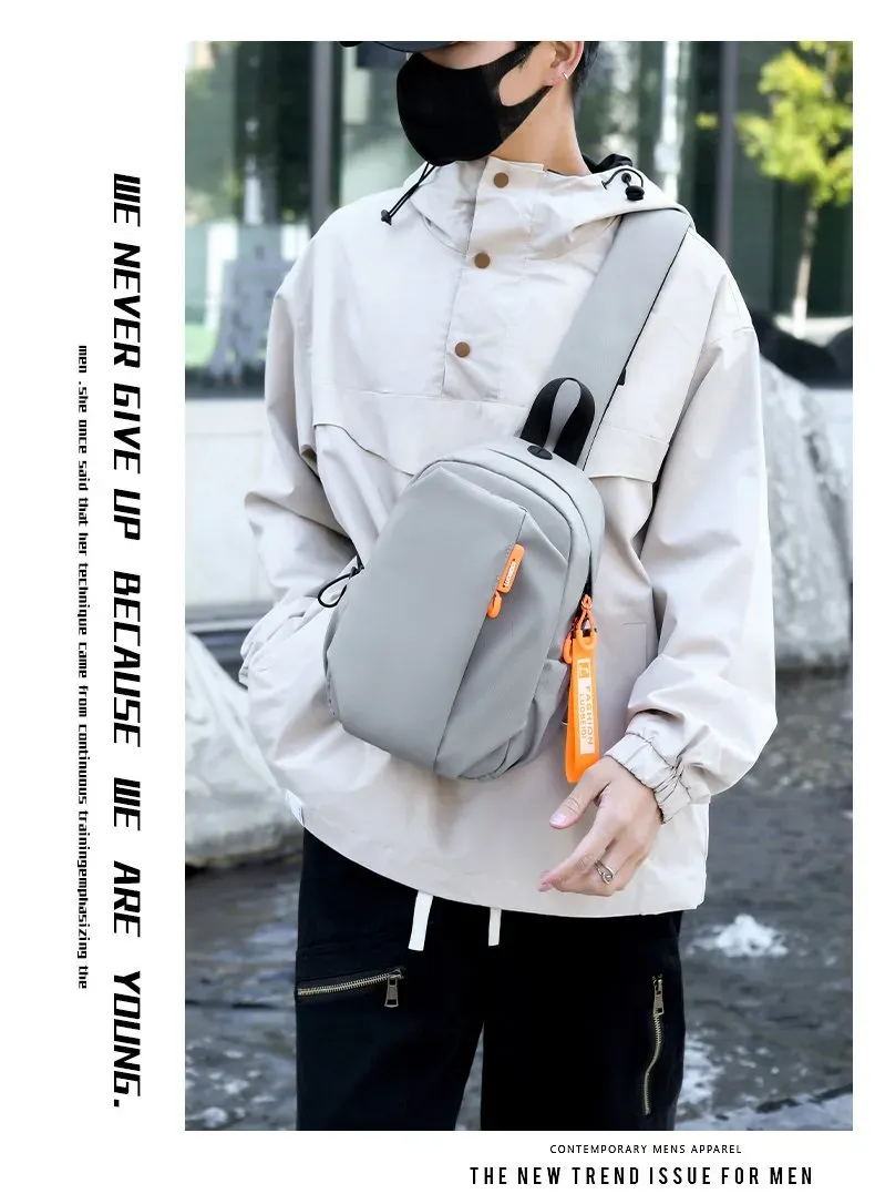 Tas Selempang Pria Bahan Nylon Polos Warna Hitam Bentuk Kotak Tali Panjang Pilihan Reseller