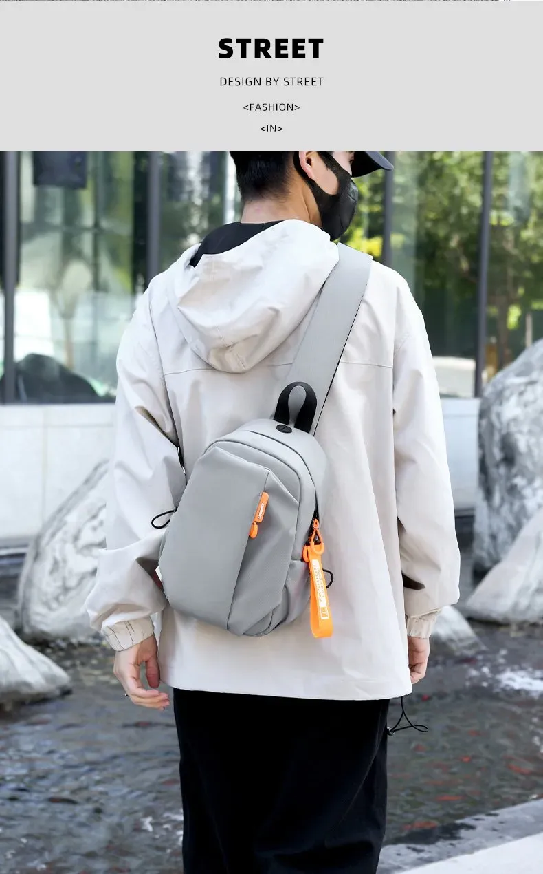 Tas Selempang Pria Bahan Nylon Polos Warna Hitam Bentuk Kotak Tali Panjang Pilihan Reseller