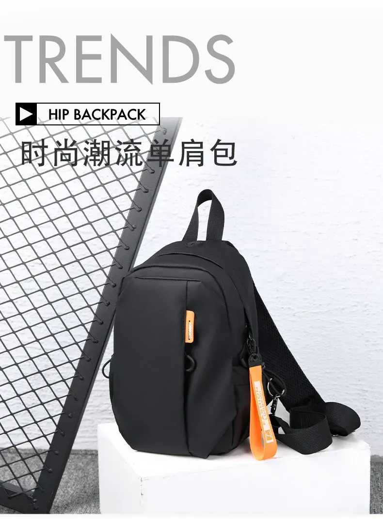 Tas Selempang Pria Bahan Nylon Polos Warna Hitam Bentuk Kotak Tali Panjang Pilihan Reseller