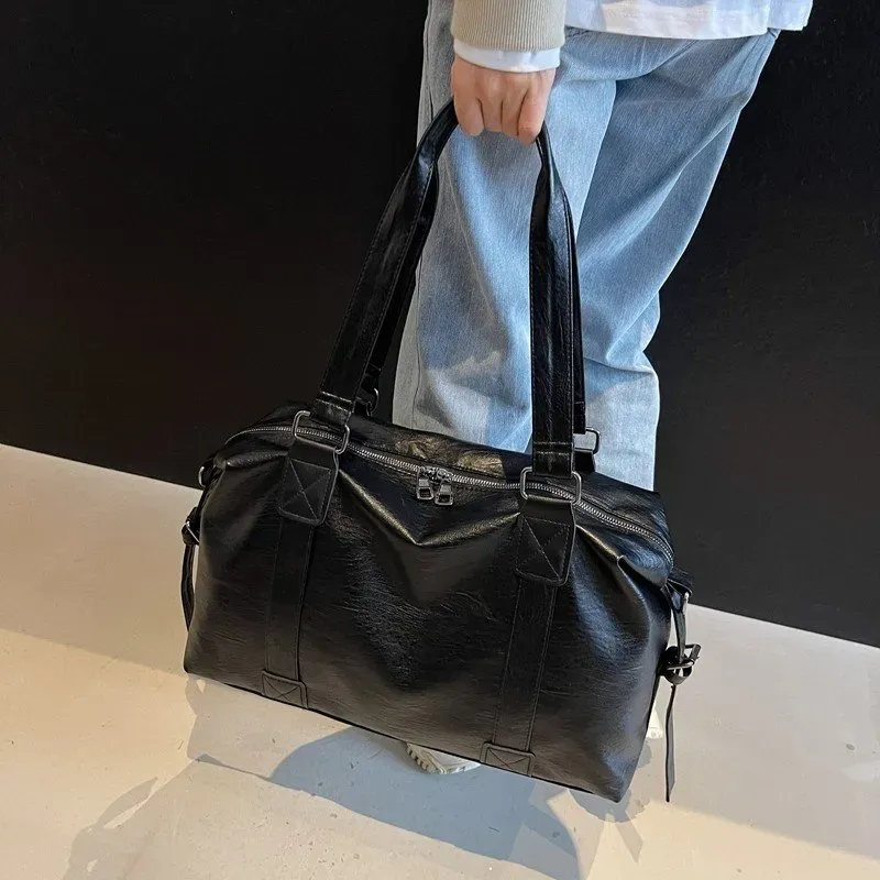 Tas Selempang Wanita Bahan PU Sintetis Polos Warna Hitam Bentuk Kotak Tali Stok China