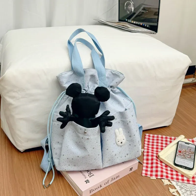 Tas Selempang Anak Bahan Kain Polos Warna Biru Bentuk Kotak Tali Panjang Dengan Gantungan kategori tas selempang grosir