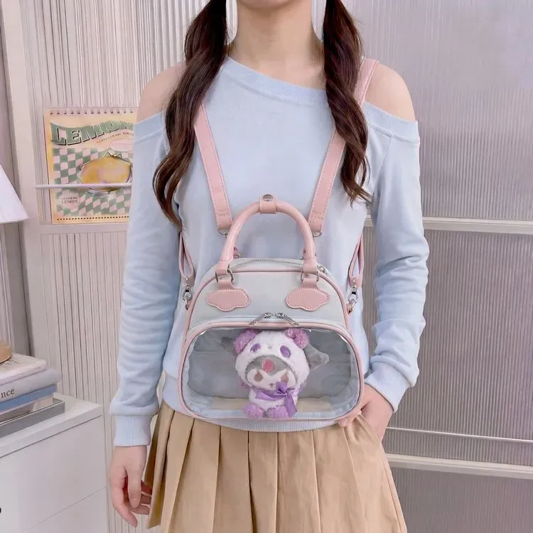 Tas Selempang Anak Bahan Kain Polos Warna Biru Bentuk Kotak Tali Panjang Dengan Gantungan