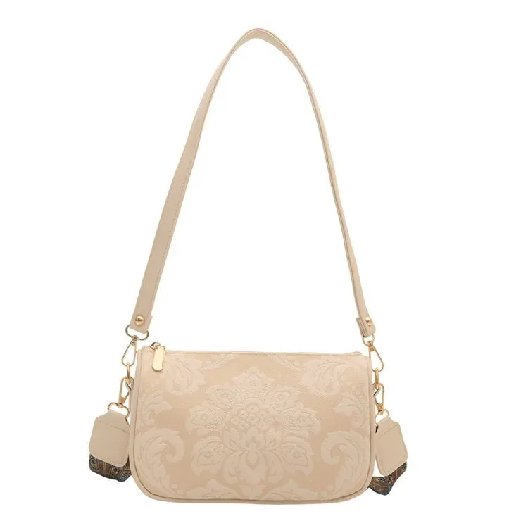 Tas Selempang Wanita Bahan PU Sintetis Motif Floral Warna Pink Bentuk Kotak Tali Grosir Import