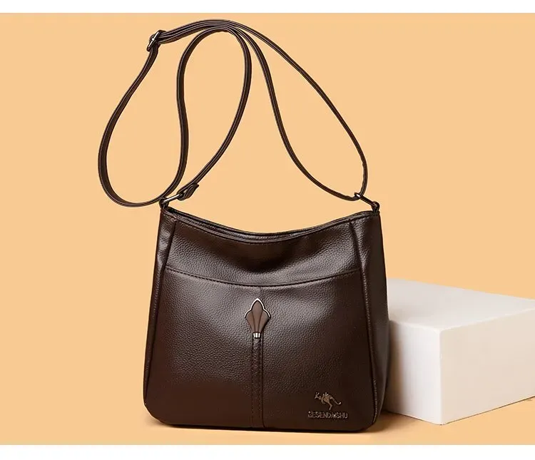 Tas Selempang Wanita Bahan PU Sintetis Polos Warna Hitam Bentuk Kotak Tali Resleting Grosir