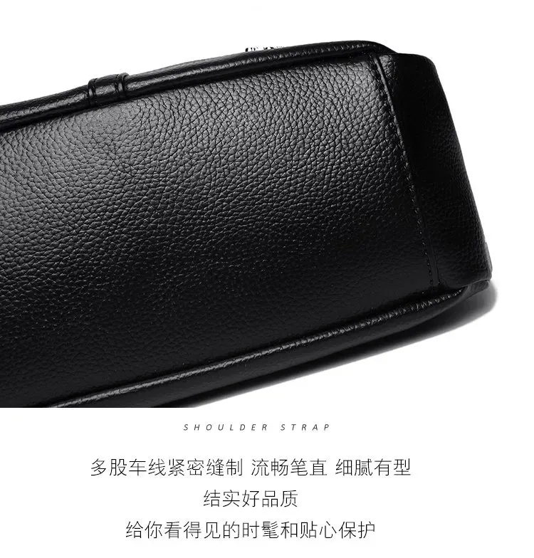 Tas Selempang Wanita Bahan PU Sintetis Polos Warna Hitam Bentuk Kotak Tali Resleting Grosir