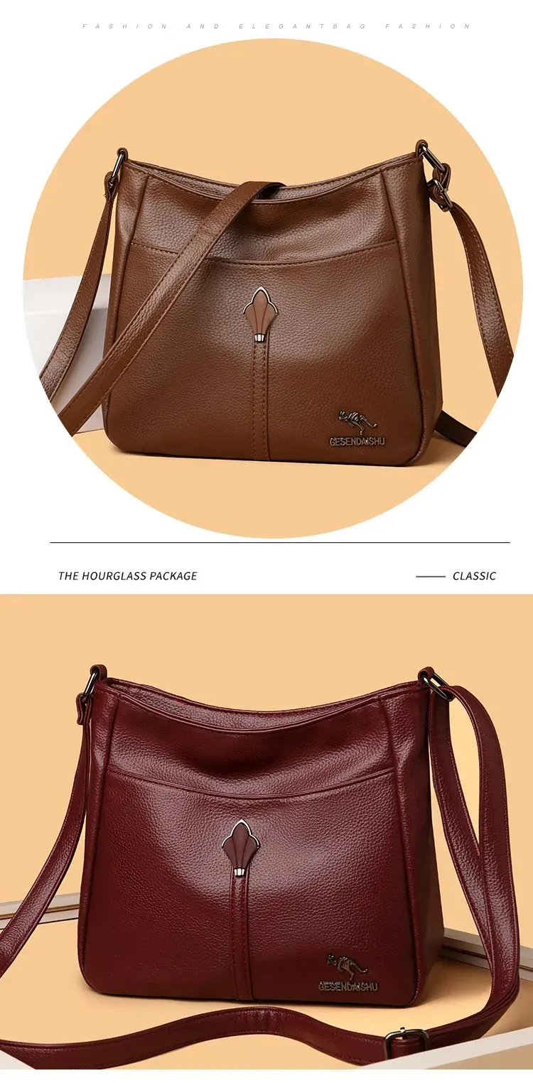 Tas Selempang Wanita Bahan PU Sintetis Polos Warna Hitam Bentuk Kotak Tali Resleting Grosir