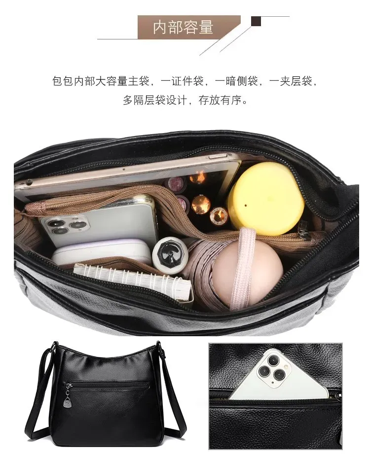 Tas Selempang Wanita Bahan PU Sintetis Polos Warna Hitam Bentuk Kotak Tali Resleting Grosir