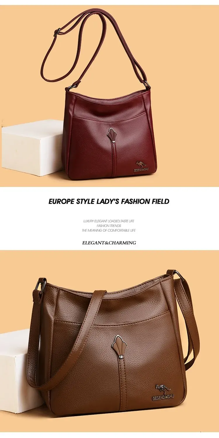 Tas Selempang Wanita Bahan PU Sintetis Polos Warna Hitam Bentuk Kotak Tali Resleting Grosir
