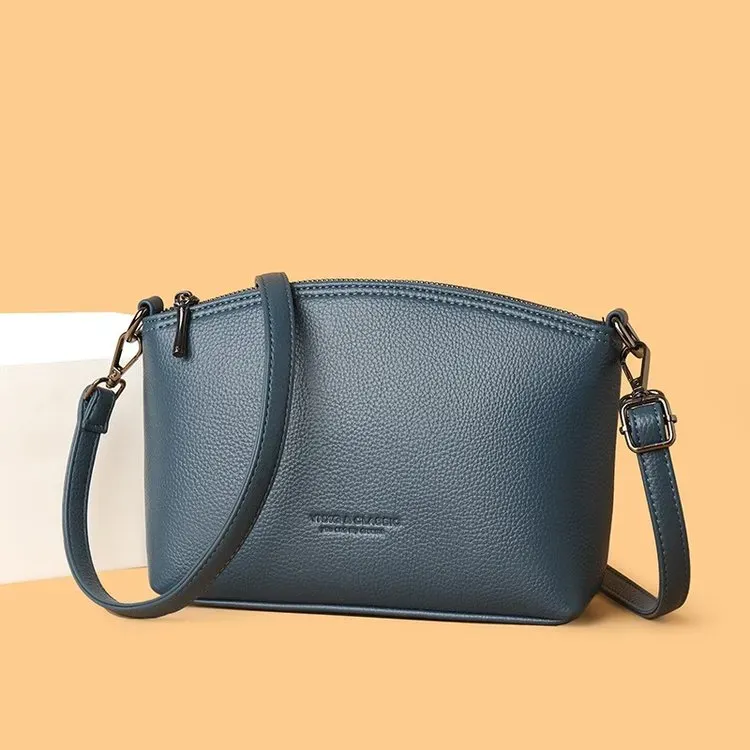 Tas Selempang Wanita Bahan PU Sintetis Polos Warna Hitam Bentuk Kotak Tali Grosir Import