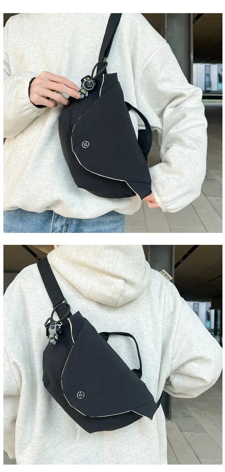 Tas Tote Wanita Bahan Kain Polos Bentuk Kotak Tali Panjang Resleting untuk Travel Grosir Import