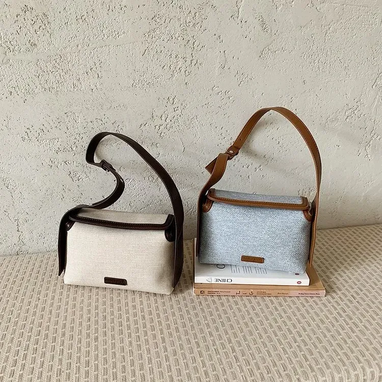 Tas Selempang Wanita Bahan PU Sintetis Polos Warna Abu-Abu Bentuk Kotak Tali untuk Reseller
