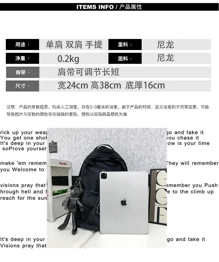 Tas Ransel Wanita Bahan Nylon Polos Warna Hitam Bentuk Kotak Tali Panjang Grosir Import