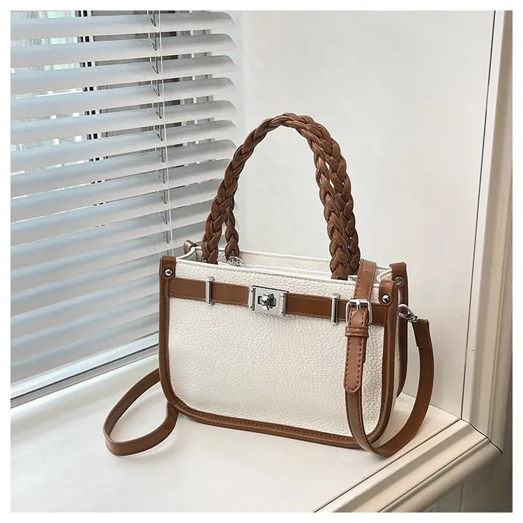 Tas Selempang Wanita Bahan PU Sintetis Polos Warna Biru Bentuk Kotak Tali Harga Grosir