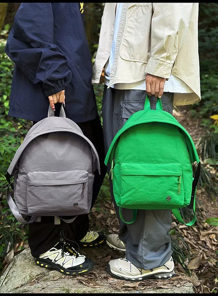 Tas Ransel Pria Bahan Nylon Polos Warna Hitam Bentuk Kotak Tali Lebar Resleting