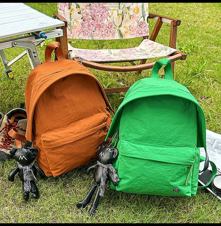 Tas Ransel Pria Bahan Nylon Polos Warna Hitam Bentuk Kotak Tali Lebar Resleting