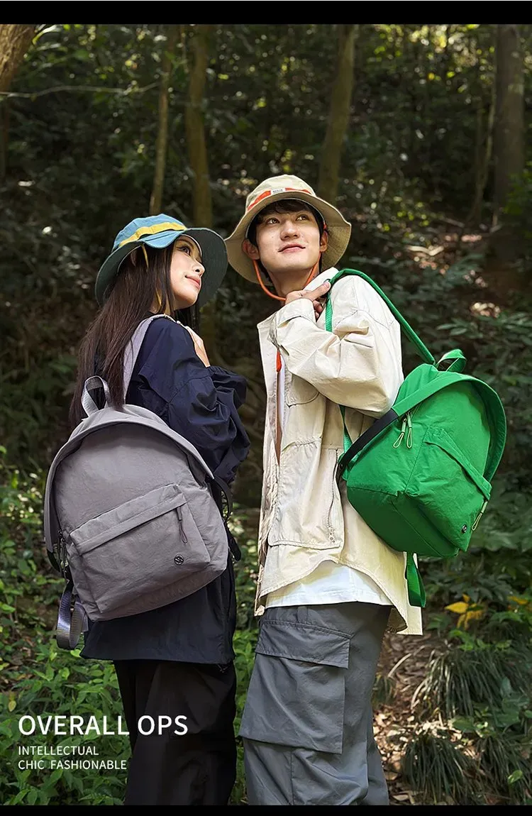 Tas Ransel Pria Bahan Nylon Polos Warna Hitam Bentuk Kotak Tali Lebar Resleting
