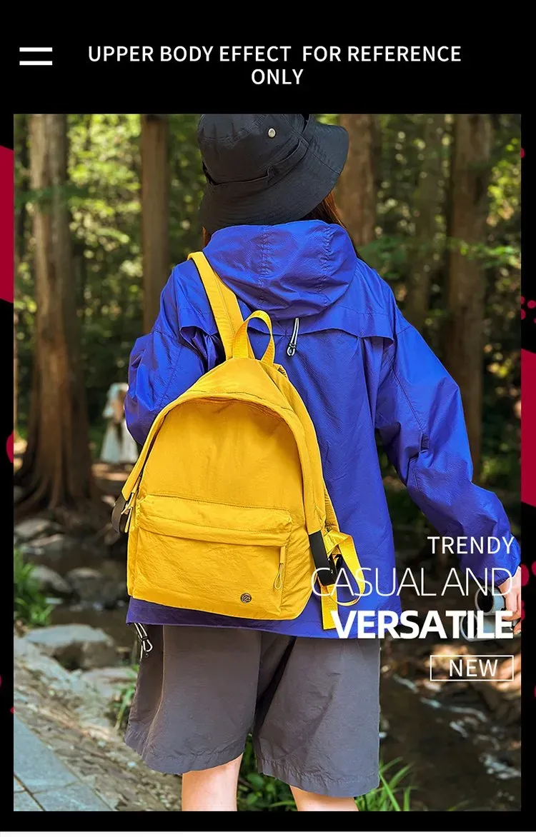 Tas Ransel Pria Bahan Nylon Polos Warna Hitam Bentuk Kotak Tali Lebar Resleting