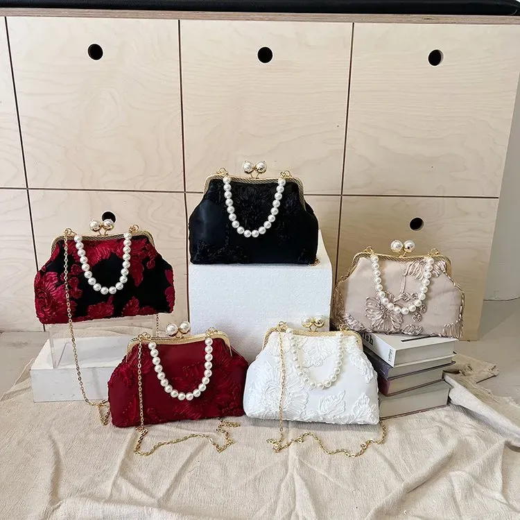 Tas Selempang Wanita Bahan PU Sintetis Motif Floral Warna Pink Bentuk Kotak Tali Model Import