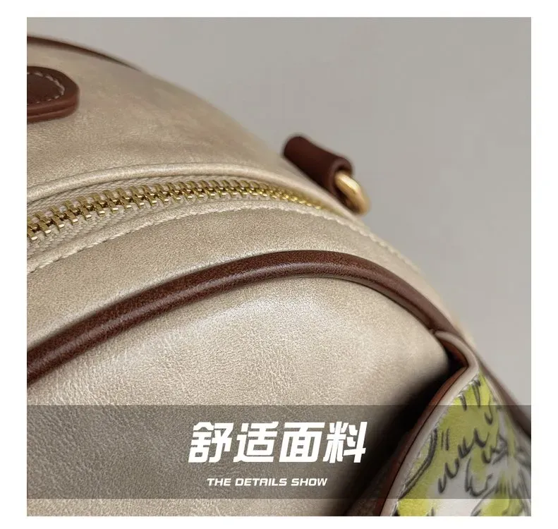 Tas Ransel Wanita Bahan PU Sintetis Motif Print Bentuk Kotak Tali Lebar Resleting Harga Grosir